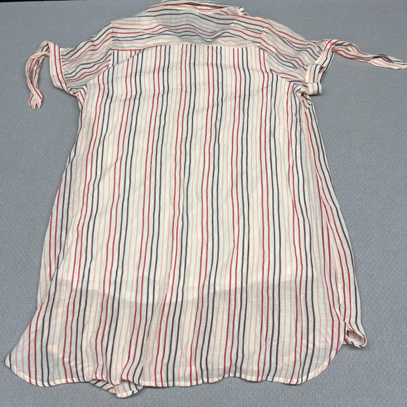 Indigo Rose Striped Tunic Shirt Dress Tie Sleeve Button Front Plus Size 3X - Picture 2 of 10